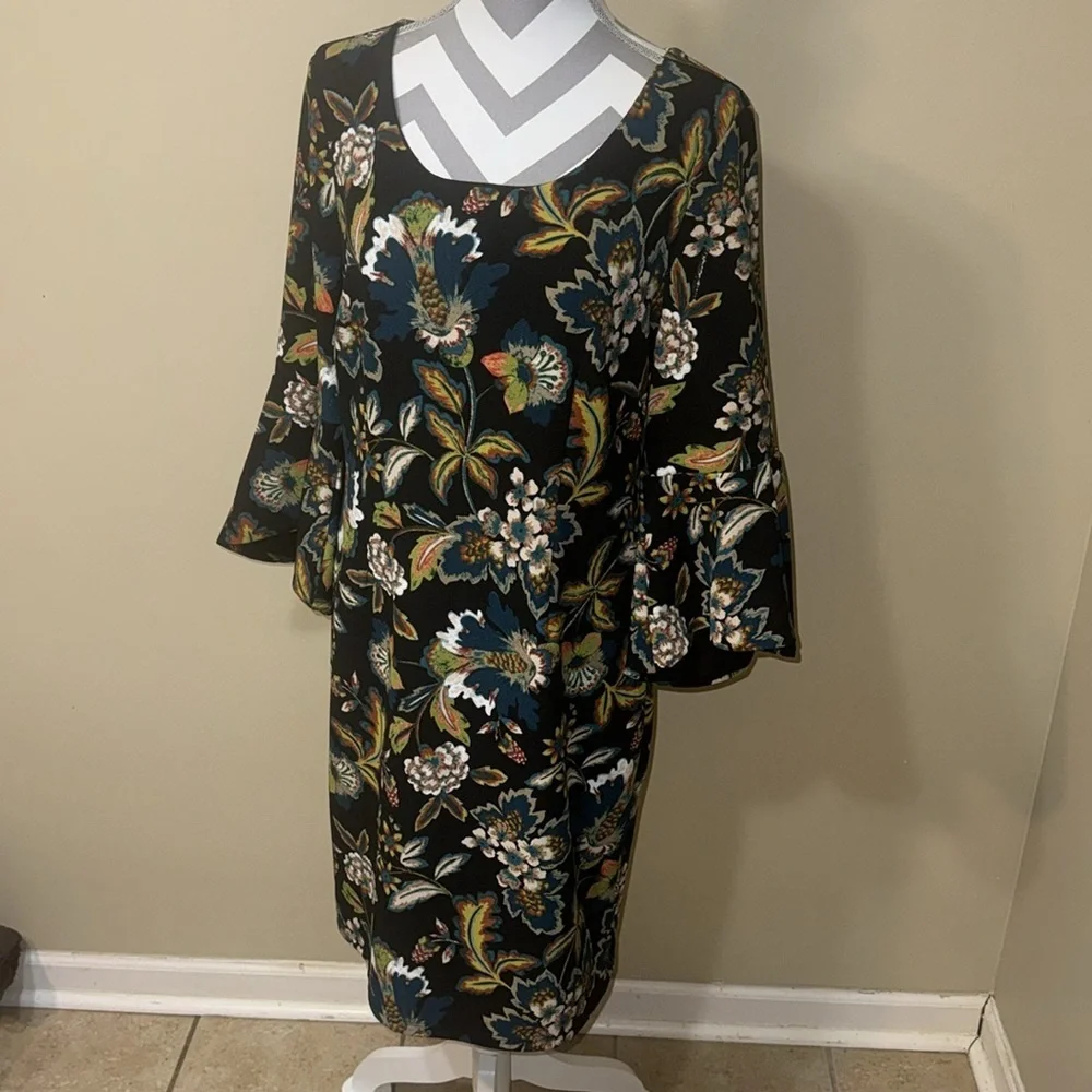 Colorful Bell Sleeve Dress by INC - Size Large - Picture 2 of 10